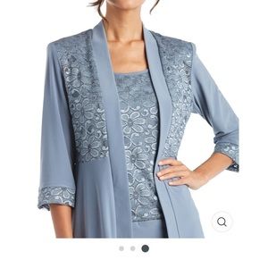 NWT R&M Richards Women's Lace slate jacket top Sz 12